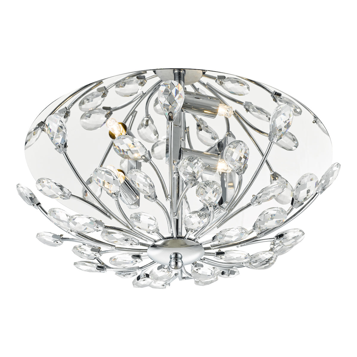 Zafir 3 Light Flush Polished Chrome Crystal