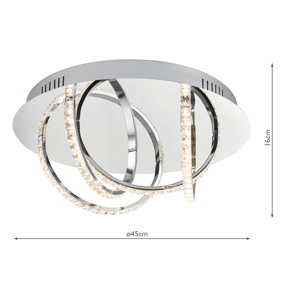 Zancara Small 4 Light Flush Polished Chrome and Crystal LED