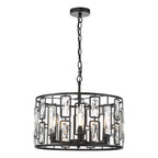Zoelle 5 Light Pendant Matt Black and Crystal