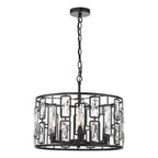 Zoelle 5 Light Pendant Matt Black and Crystal