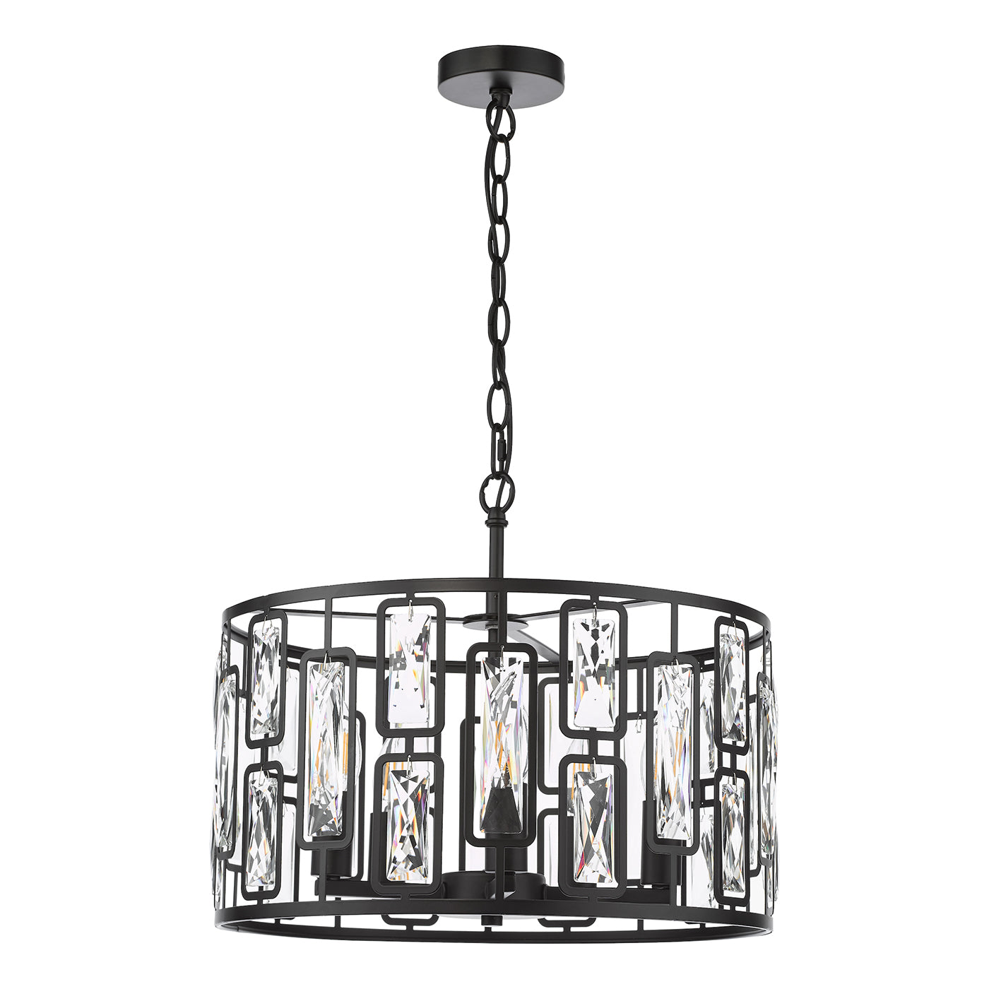 Zoelle 5 Light Pendant Matt Black and Crystal