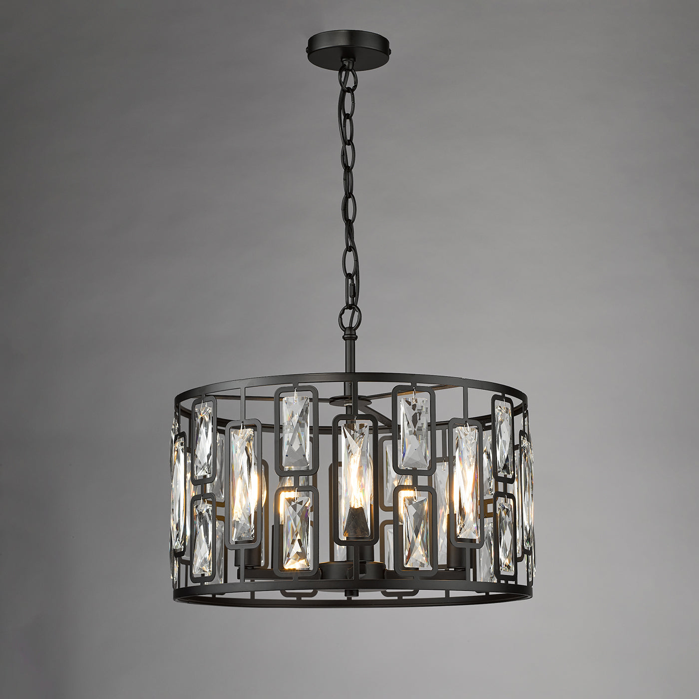 Zoelle 5 Light Pendant Matt Black and Crystal