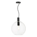 Zula 1 Light Single Pendant Black Clear Glass
