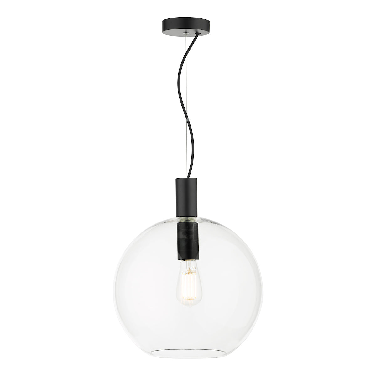 Zula 1 Light Single Pendant Black Clear Glass