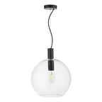 Zula 1 Light Single Pendant Black Clear Glass