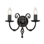 Artisan 2-Light Black Wall Light (Hand-Formed Scrolls)