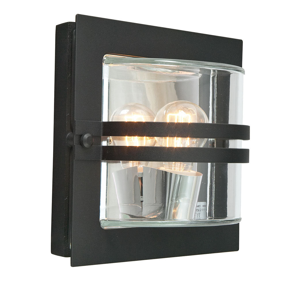 Bern 1-Light Black Wall Light with Clear Glass