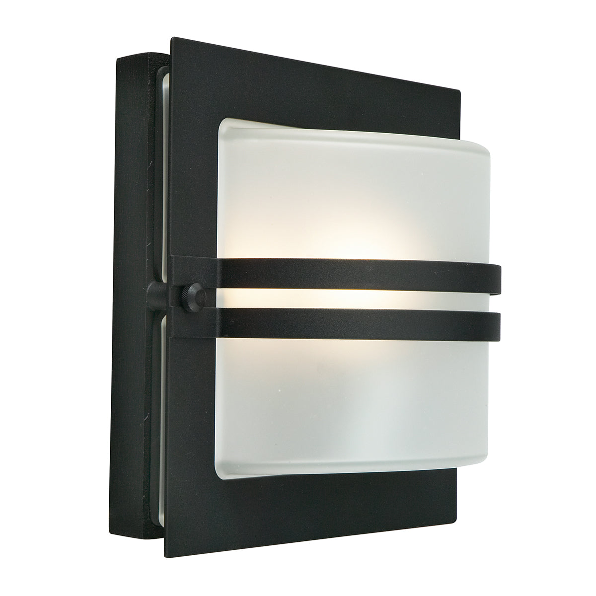 Bern 1-Light Black Wall Light with Frosted Glass