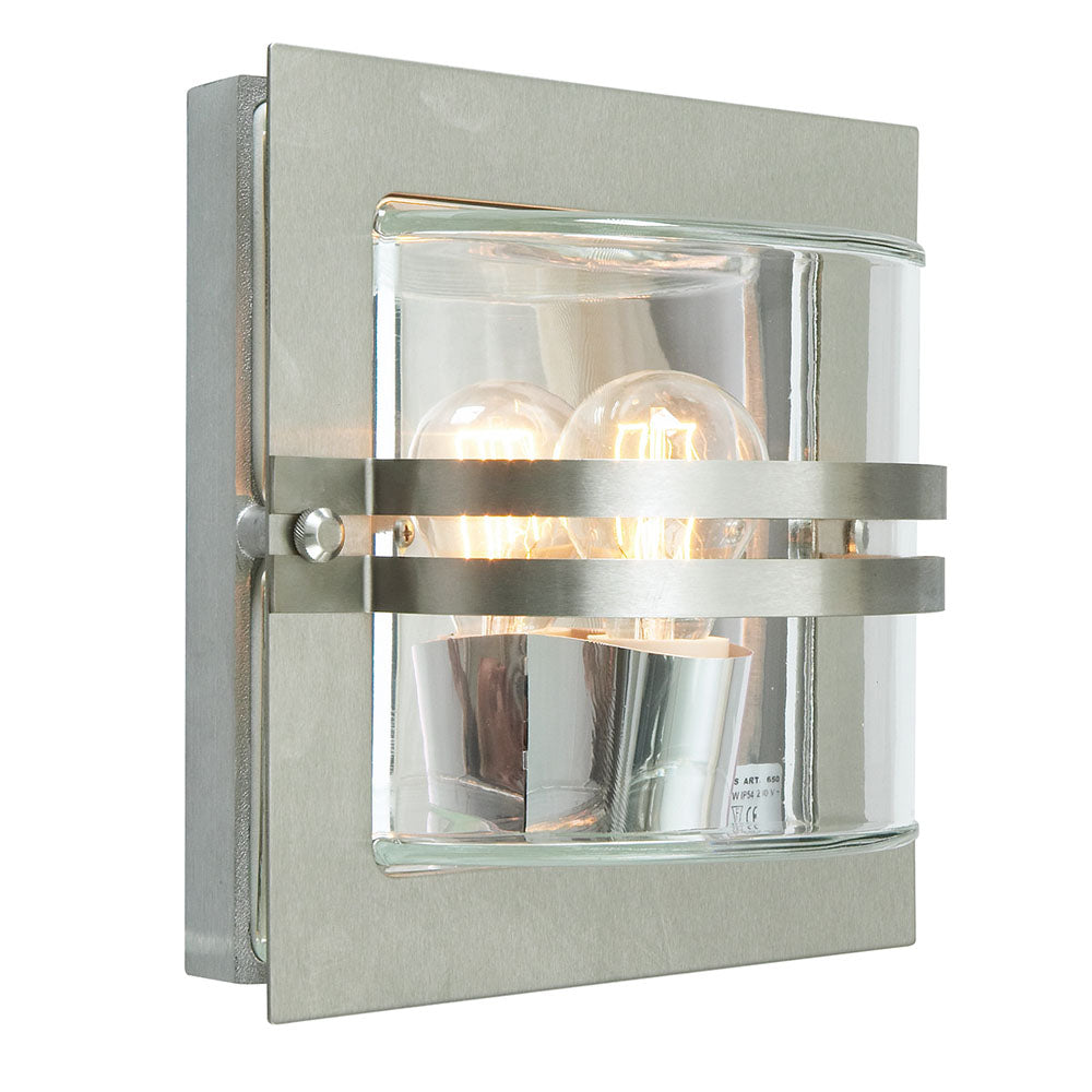 Bern 1-Light Stainless Steel Wall Light with Clear Glass