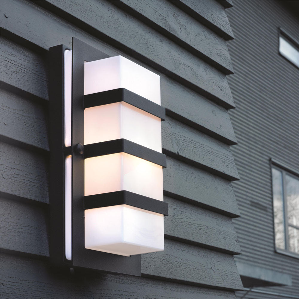 Boden 1-Light Black Wall Light with Opal Glass