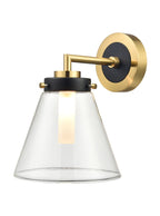 Conica Wall Light Matt Black and Aged Brass IP44