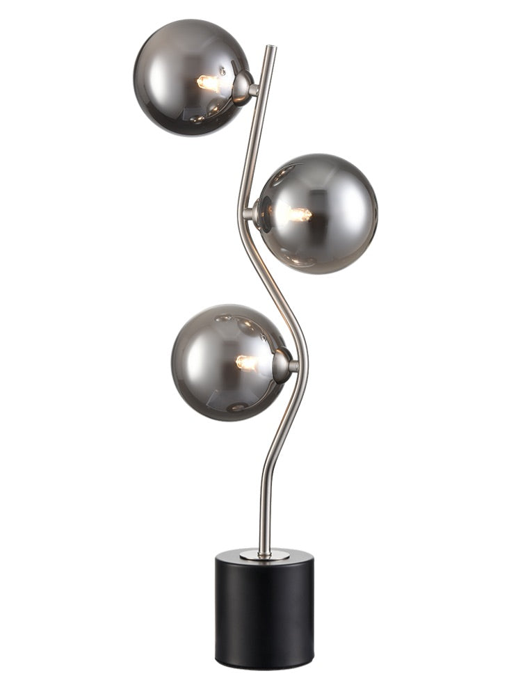 Cosmic Table lamp satin nickel with smoked glass