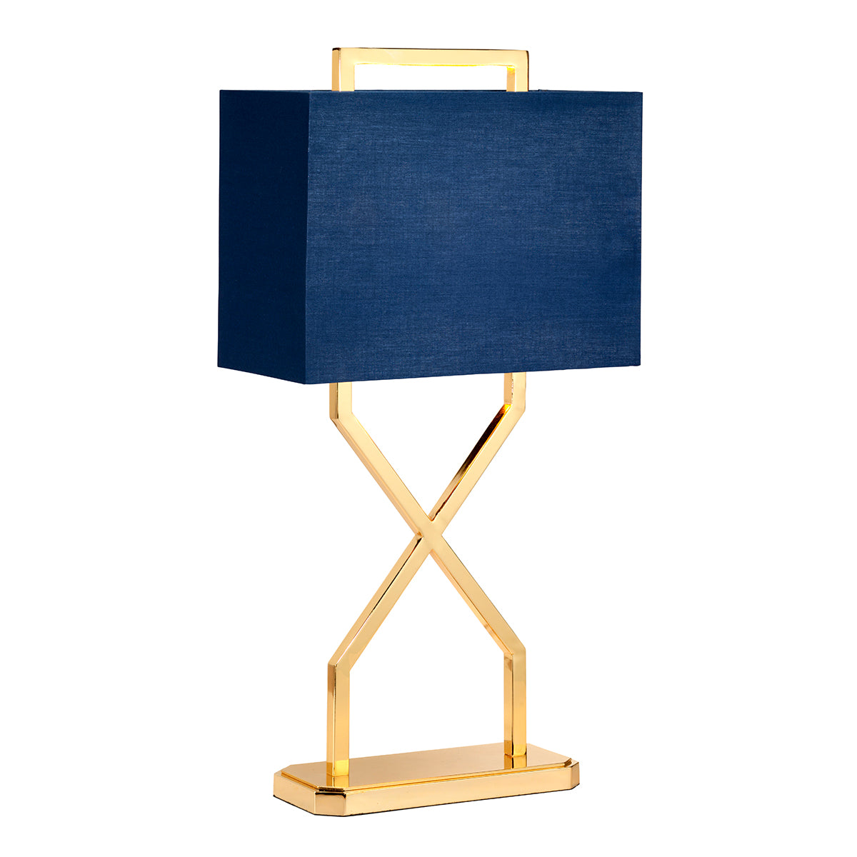 Cross Modern Gold Table Lamp (Navy Blue Shade)