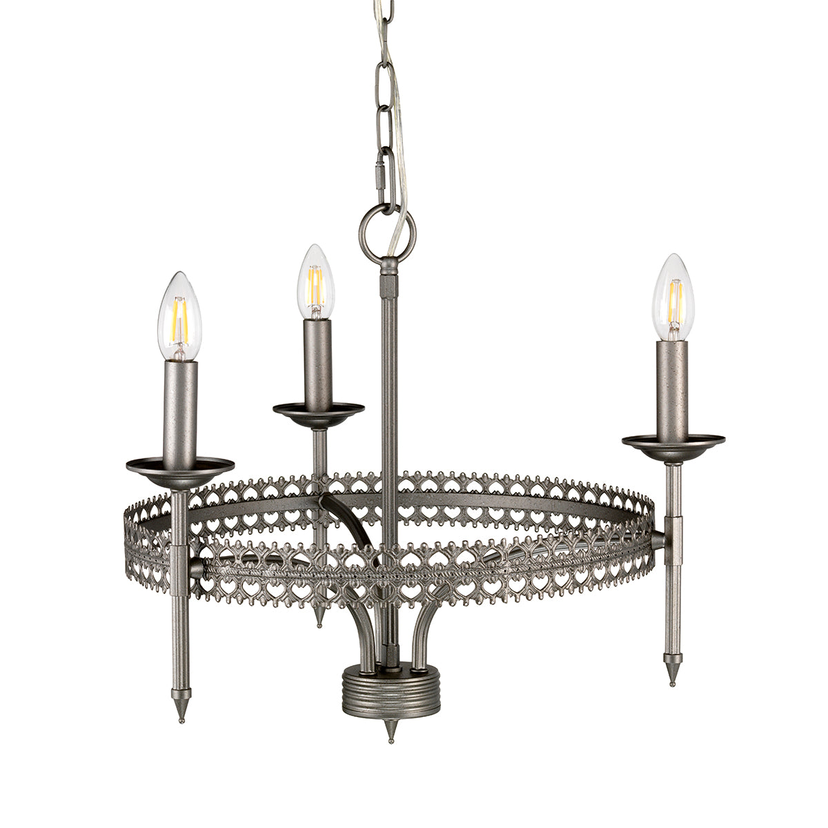 Crown Grey 3-Light Chandelier