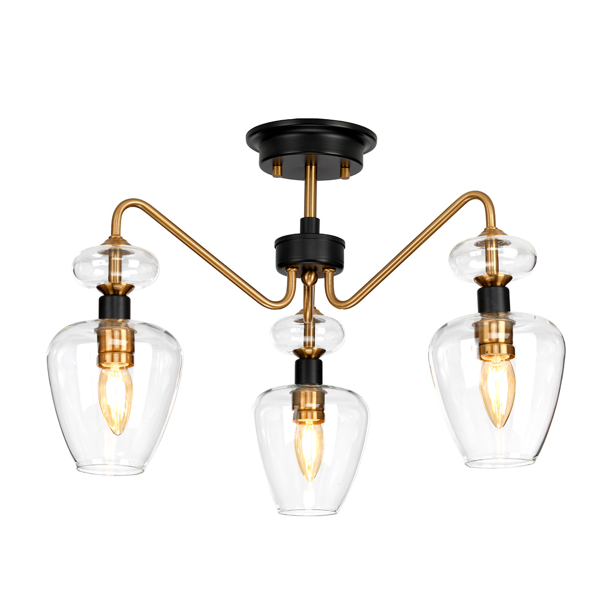 Armand 3-Light Aged Brass Semi-Flush Mount