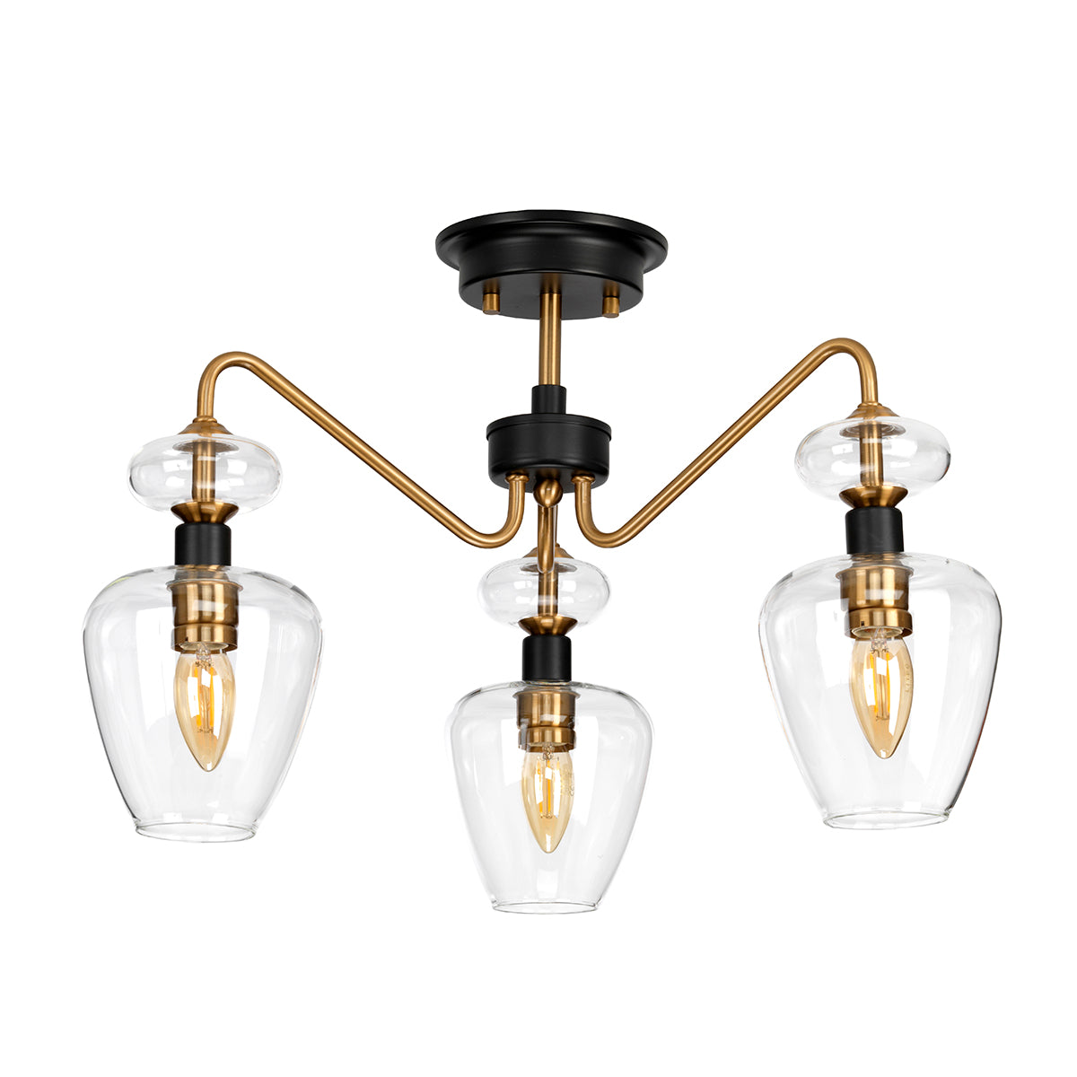 Armand 3-Light Aged Brass Semi-Flush Mount