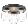 Edaline 3 Light Semi-Flush Matt Black and Glass IP44