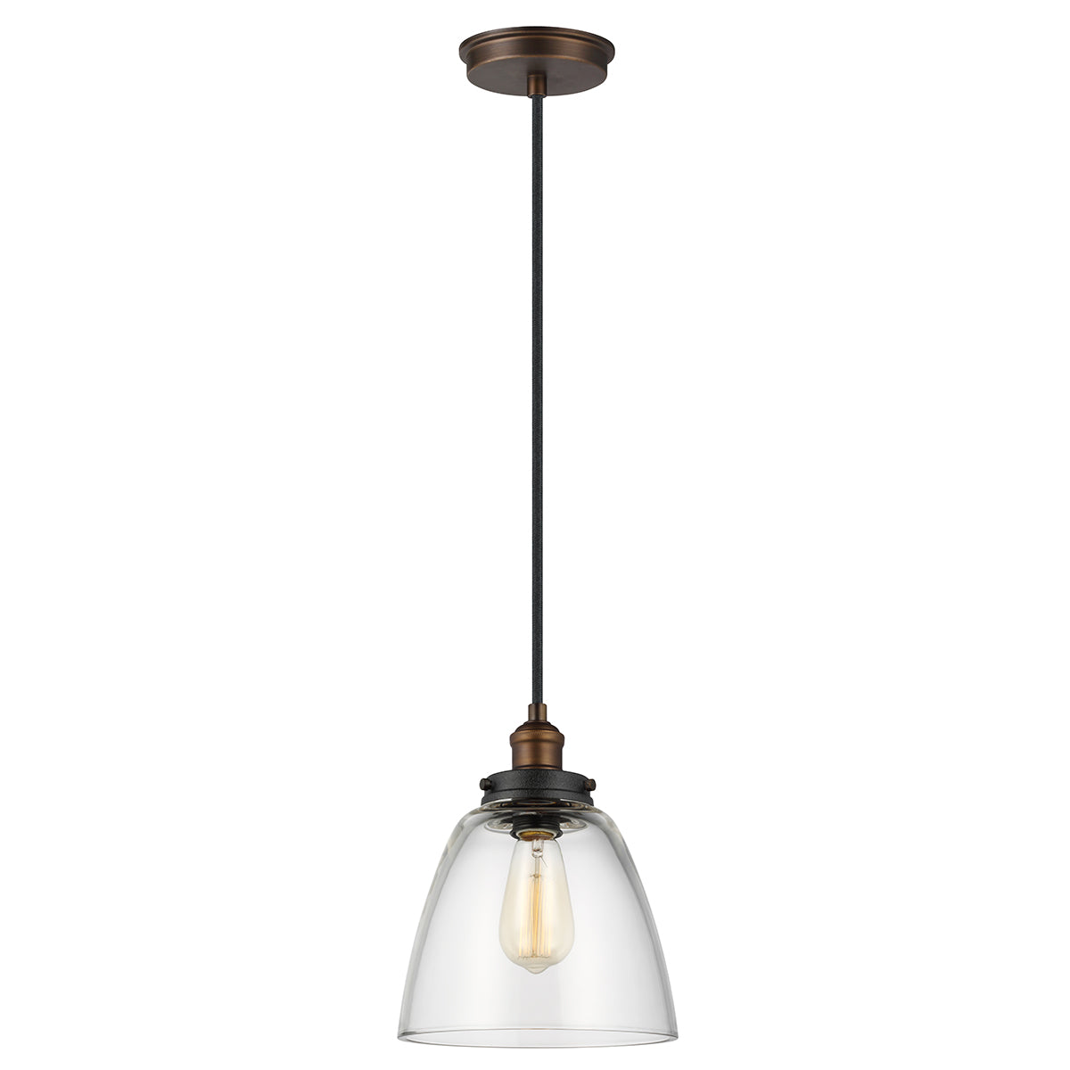 Baskin 1 Light Pendant - Aged Brass/Dark Weathered Zinc