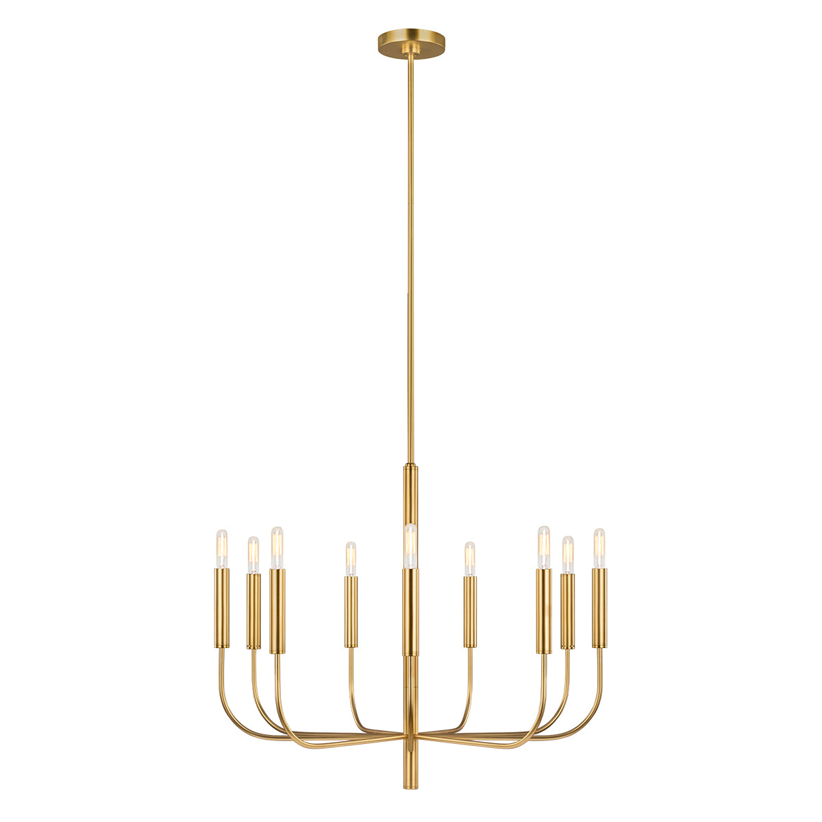 Brianna 9-Light Chandelier (Burnished Brass & White Linen)