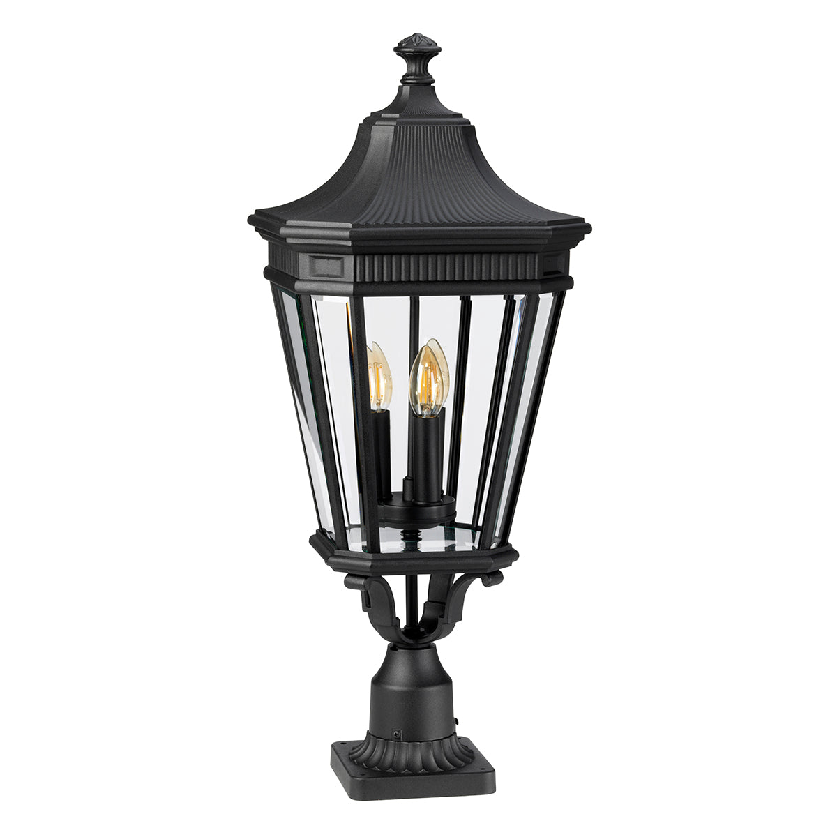 Cotswold Lane 3-Light Large Black Pedestal Lantern