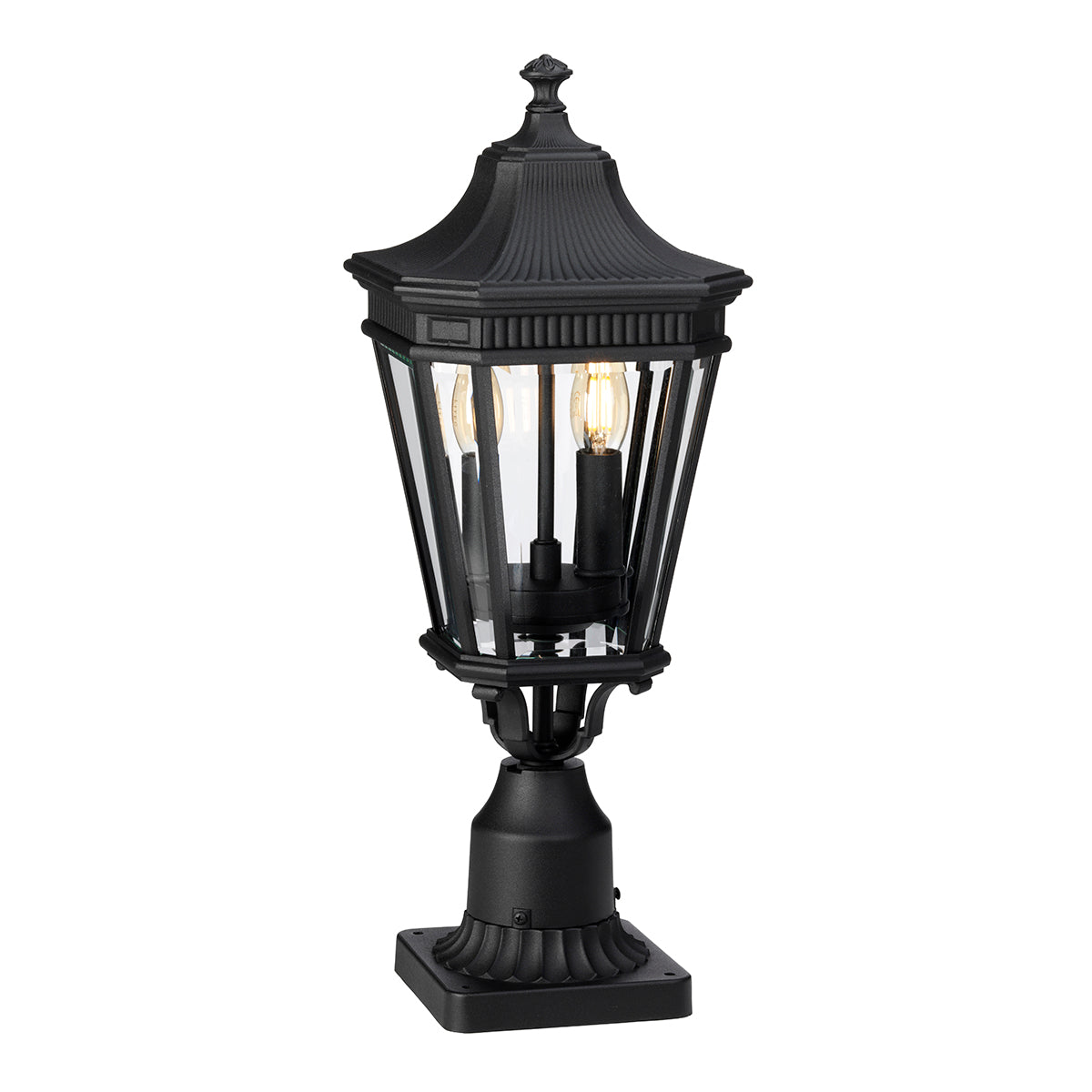 Cotswold Lane 2-Light Medium Black Pedestal Lantern