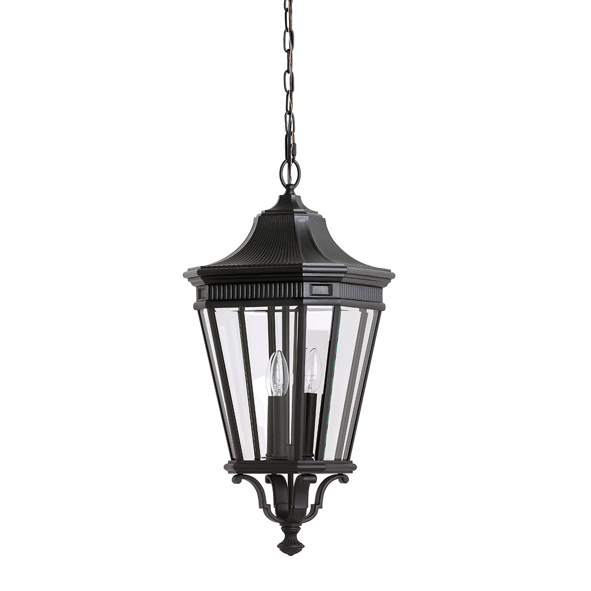Cotswold Lane 3 Light Large Chain Lantern - Black