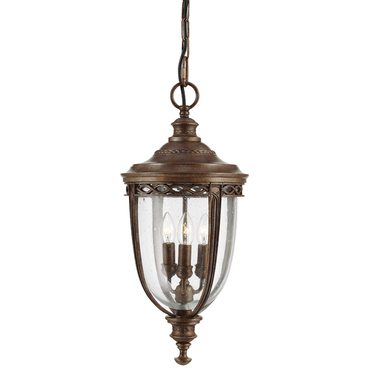 English Bridle 3 Light Large Chain Lantern - British Bronze