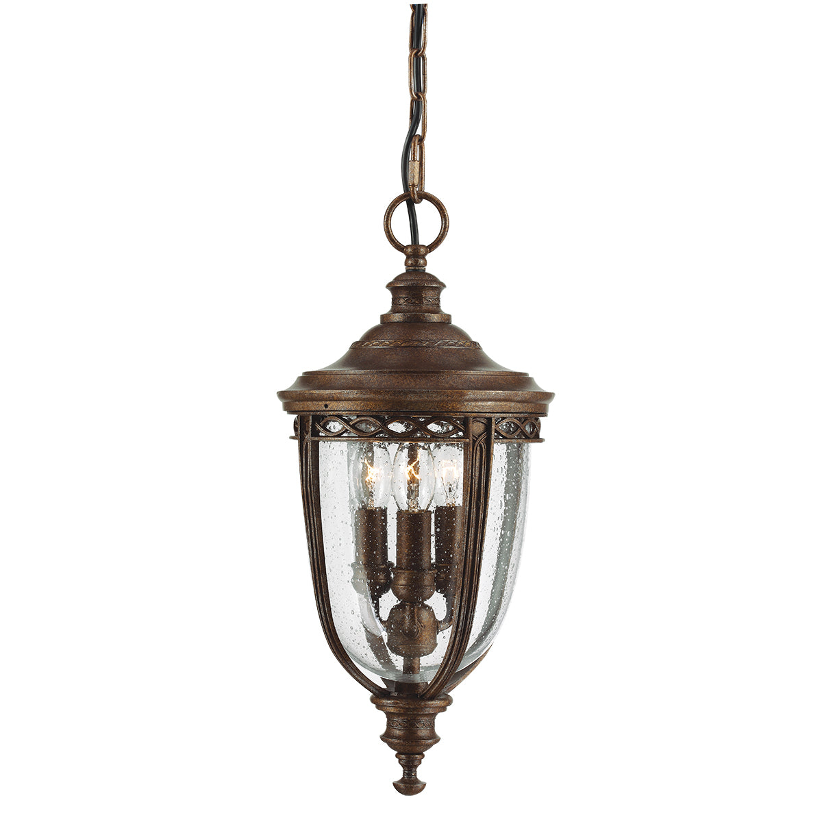 English Bridle 3 Light Medium Chain Lantern - British Bronze