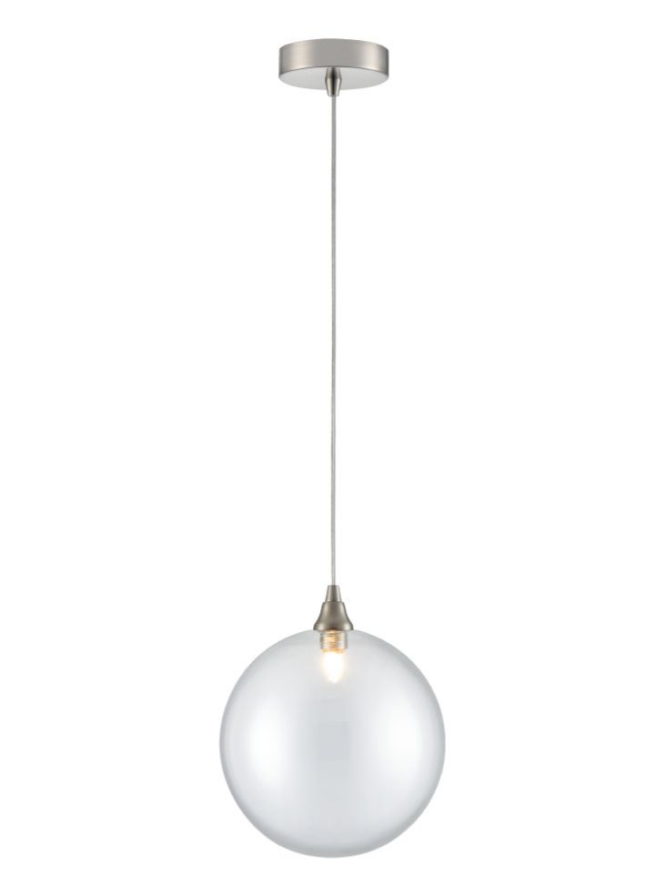 Galaxy single pendant in satin nickel with clear glass