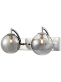 Globe  2lt Wall Light polished nickel with smoked glass