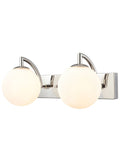 Globe  2lt Wall Light polished nickel with matt opal glass