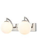 Globe  2lt Wall Light polished nickel with matt opal glass