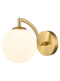 Globe Wall Light aged brass with matt opal glass