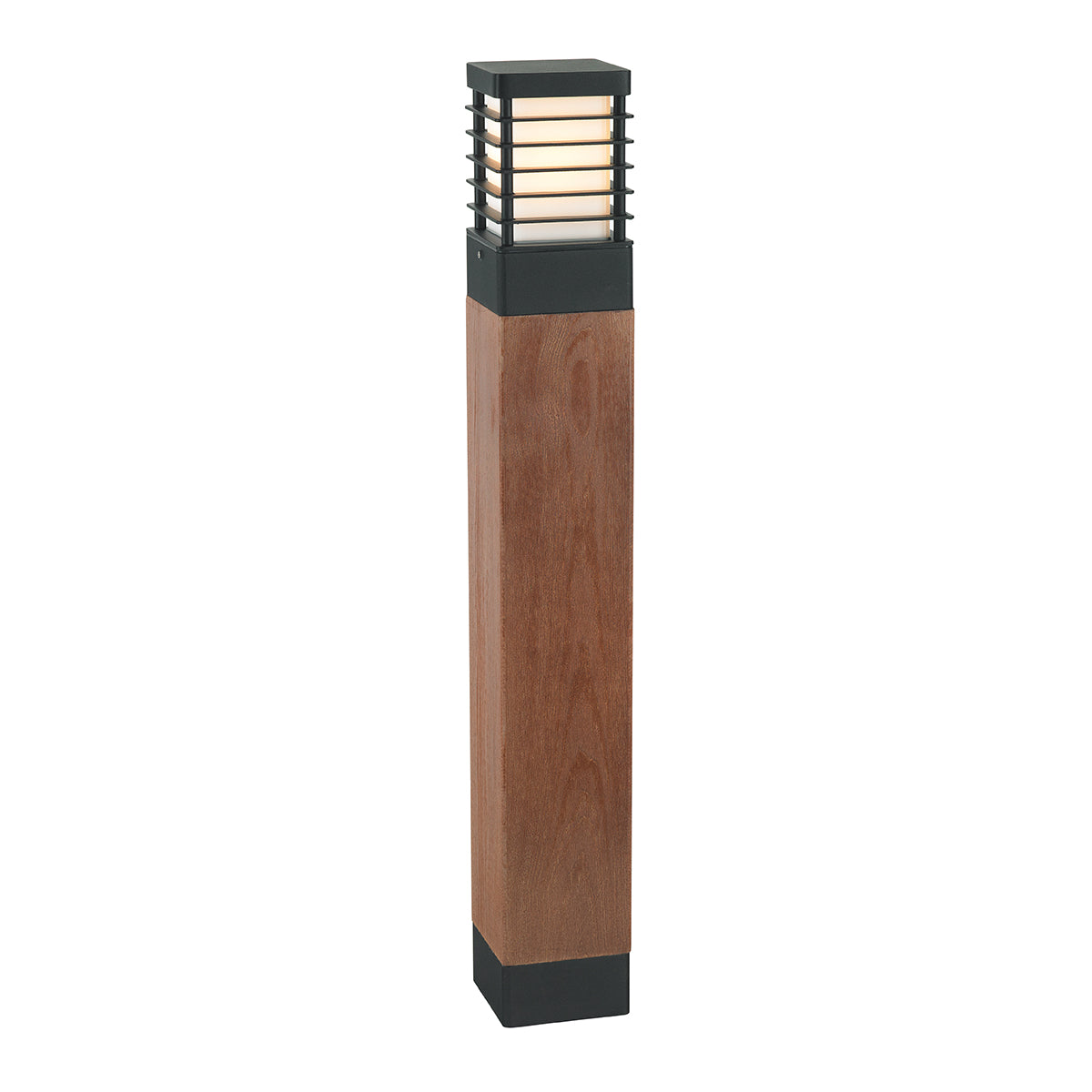 Halmstad Large Black Wooden Bollard Light