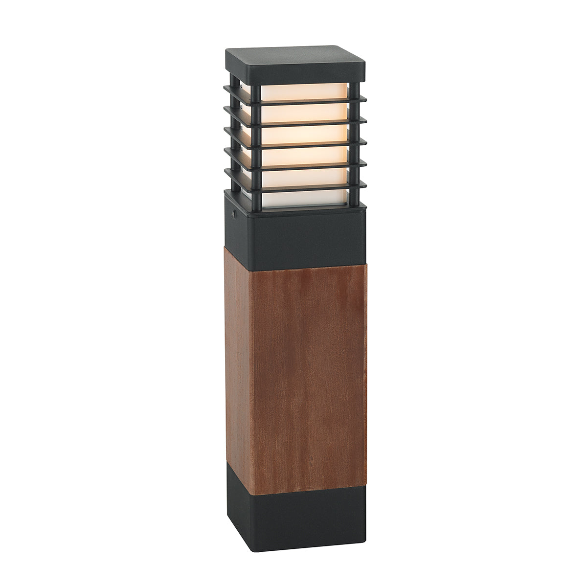 Halmstad Medium Black Wooden Bollard Light