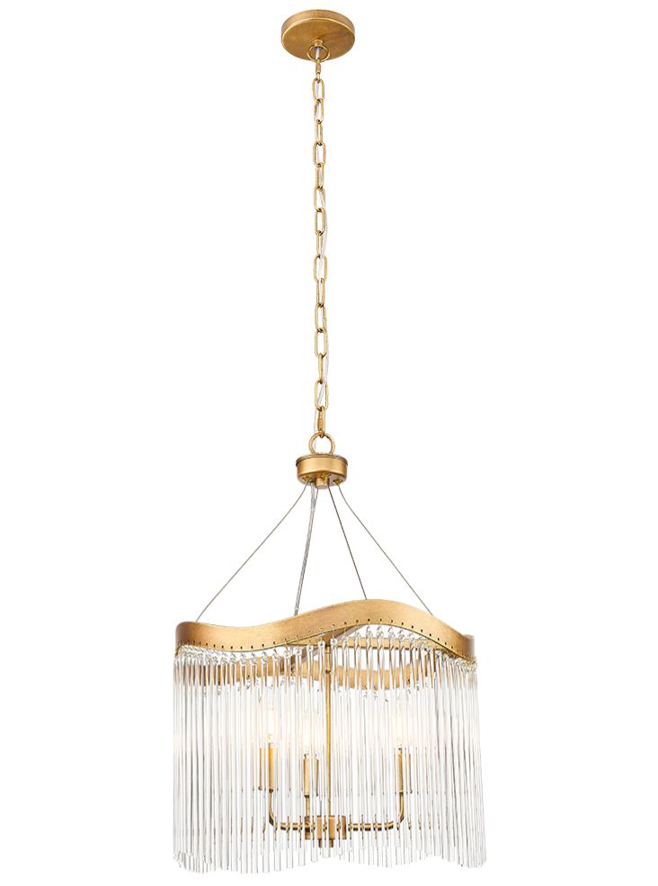 Harp 3lt Pendant in Aged Brass