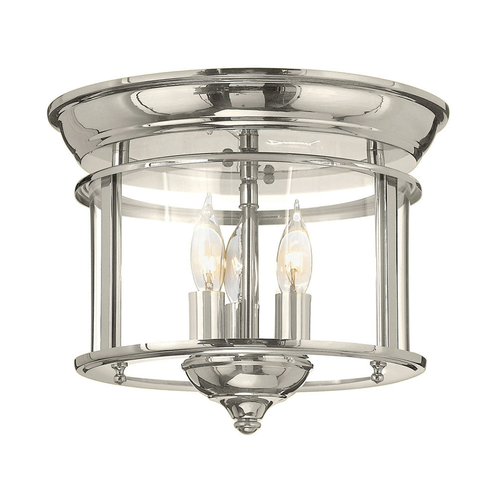 Gentry 3-Light Flush Mount Ceiling Light (Polished Nickel Finish)