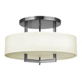Hampton 3-Light Semi-Flush Mount Ceiling Light (White Linen Shade)