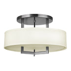 Hampton 3-Light Semi-Flush Mount Ceiling Light (White Linen Shade)