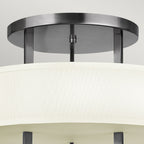 Hampton 3-Light Semi-Flush Mount Ceiling Light (White Linen Shade)