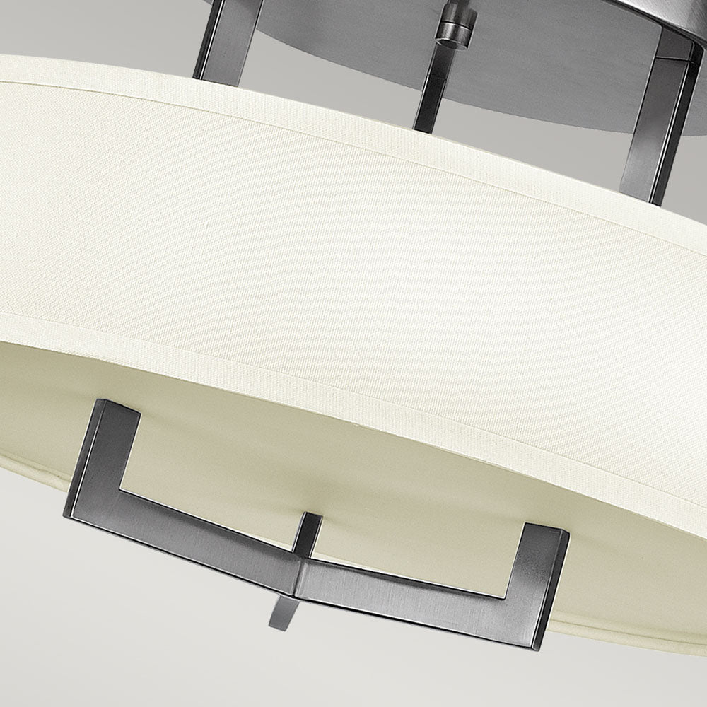 Hampton 3-Light Semi-Flush Mount Ceiling Light (White Linen Shade)