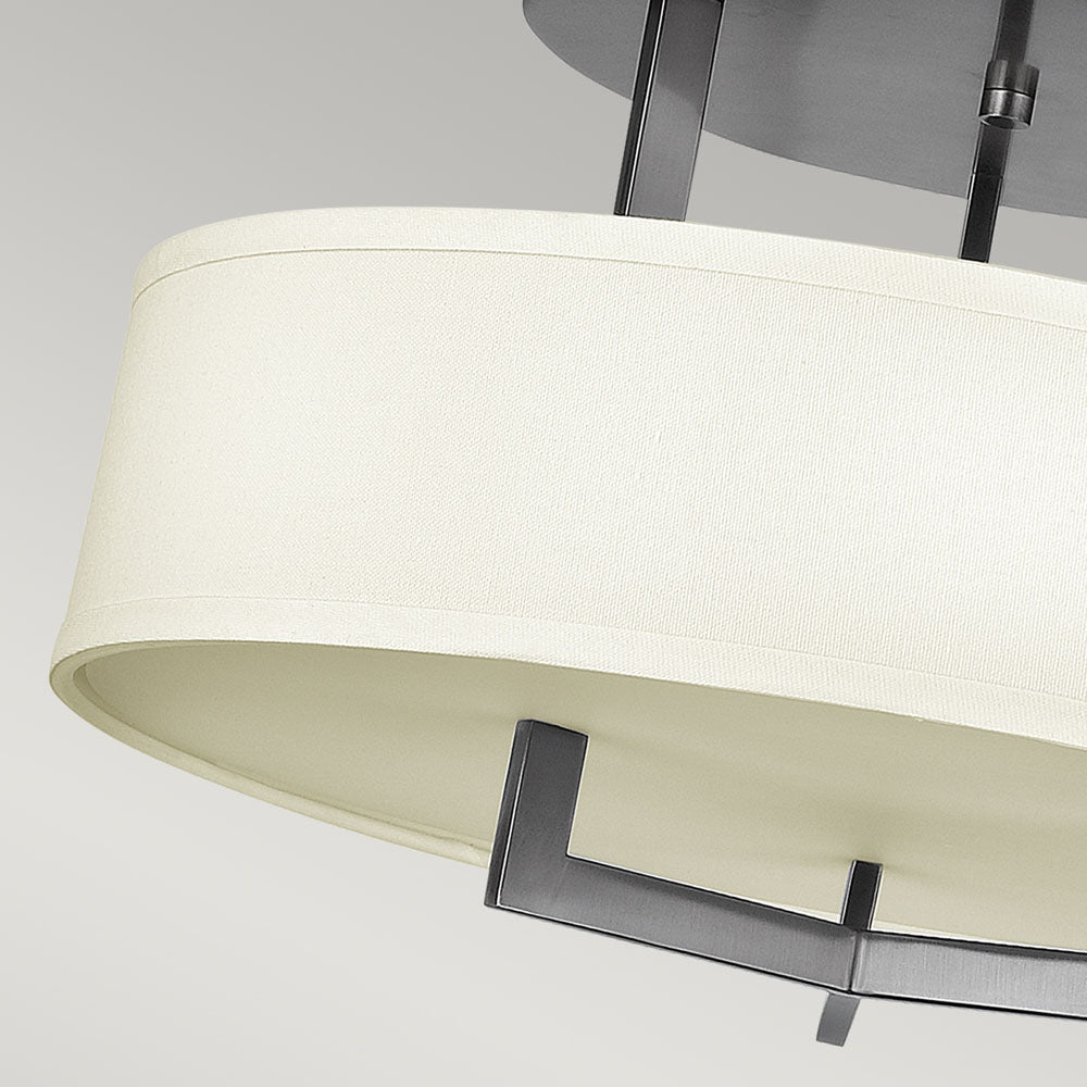 Hampton 3-Light Semi-Flush Mount Ceiling Light (White Linen Shade)