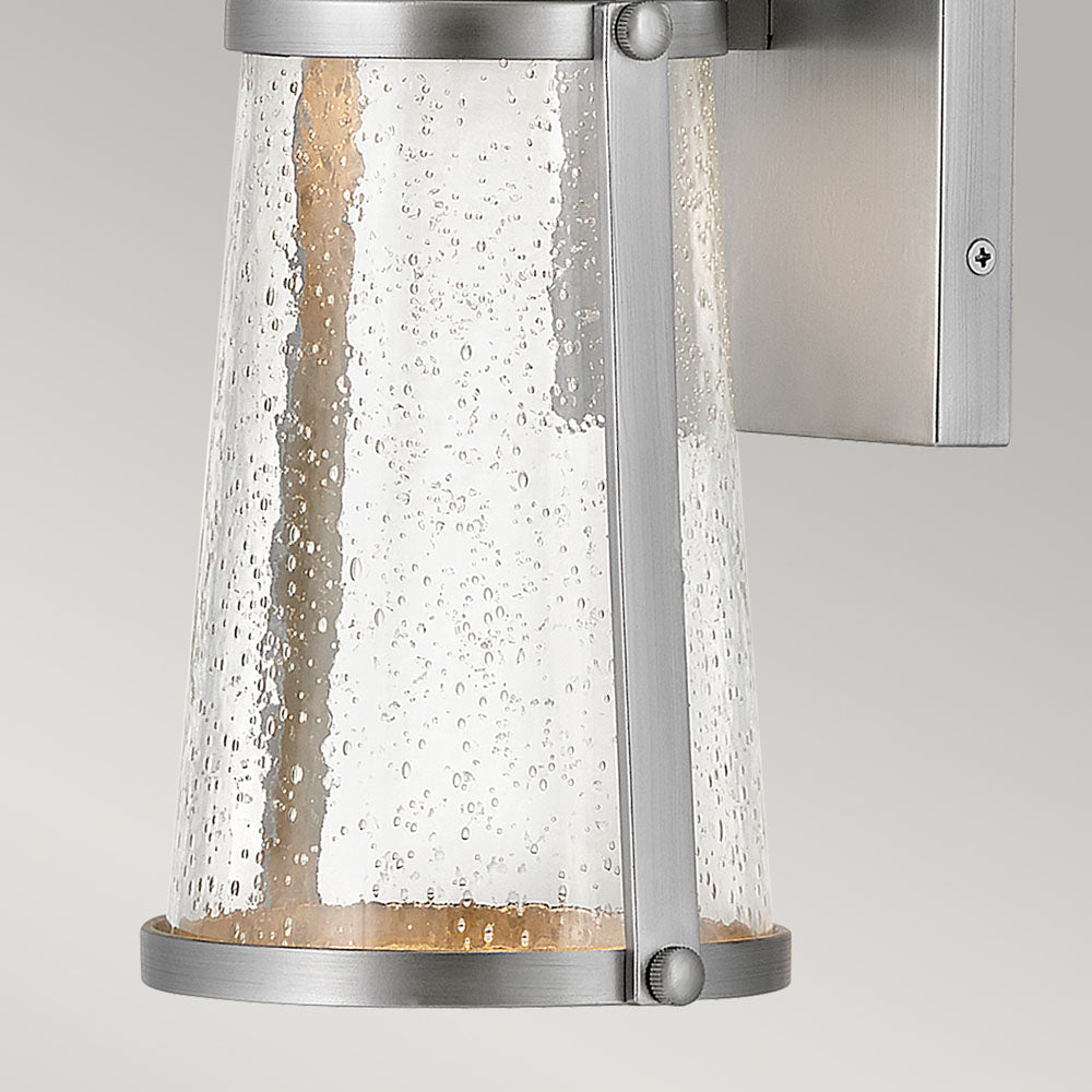 Miles Outdoor Wall Lantern (Satin Nickel & Clear Glass)