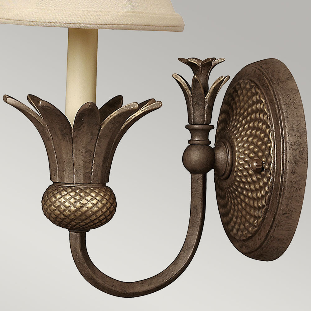 Plantation 1-Light Wall Sconce (Pearl Bronze Finish)