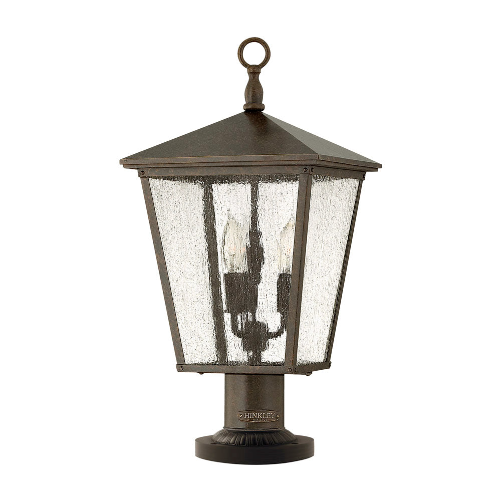 Trellis 3-Light Pedestal Light (Regency Bronze & Seedy Glass)