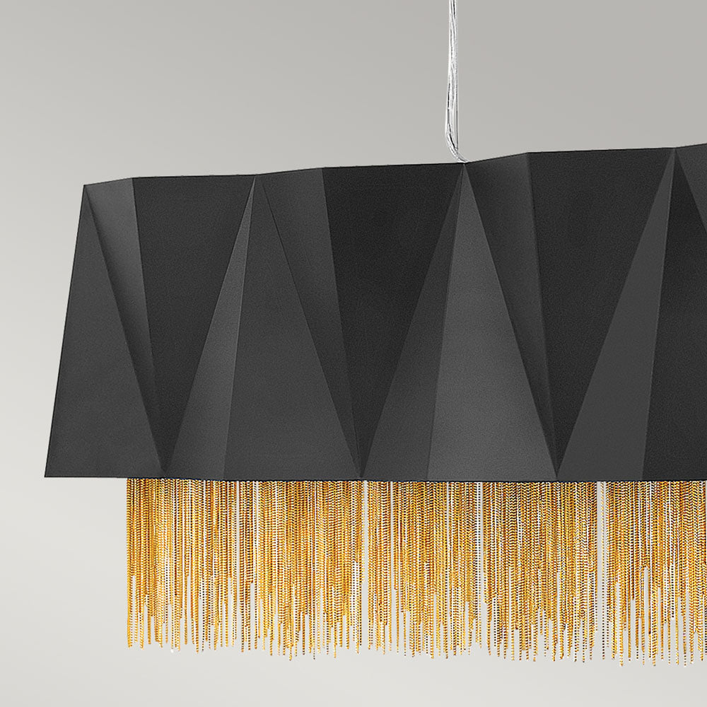 Zuma 6-Light Island Pendant (Satin Black & Gold Chain)