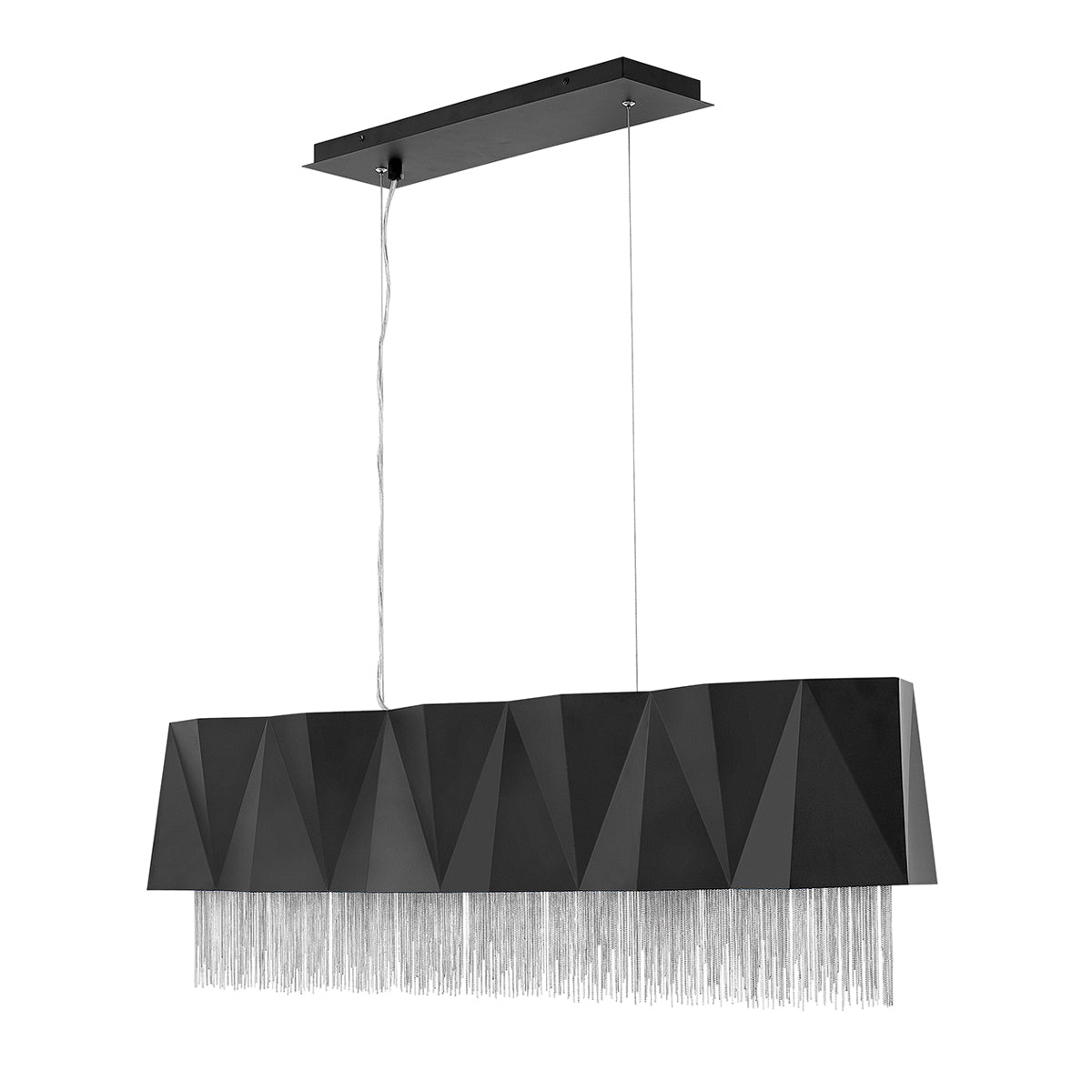Zuma 6-Light Island Pendant (Satin Black & Silver Chain)