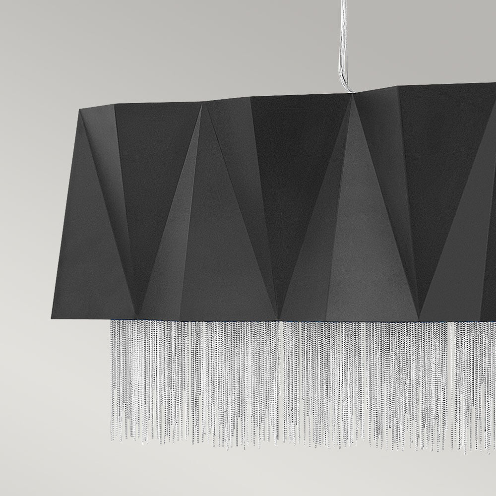 Zuma 6-Light Island Pendant (Satin Black & Silver Chain)