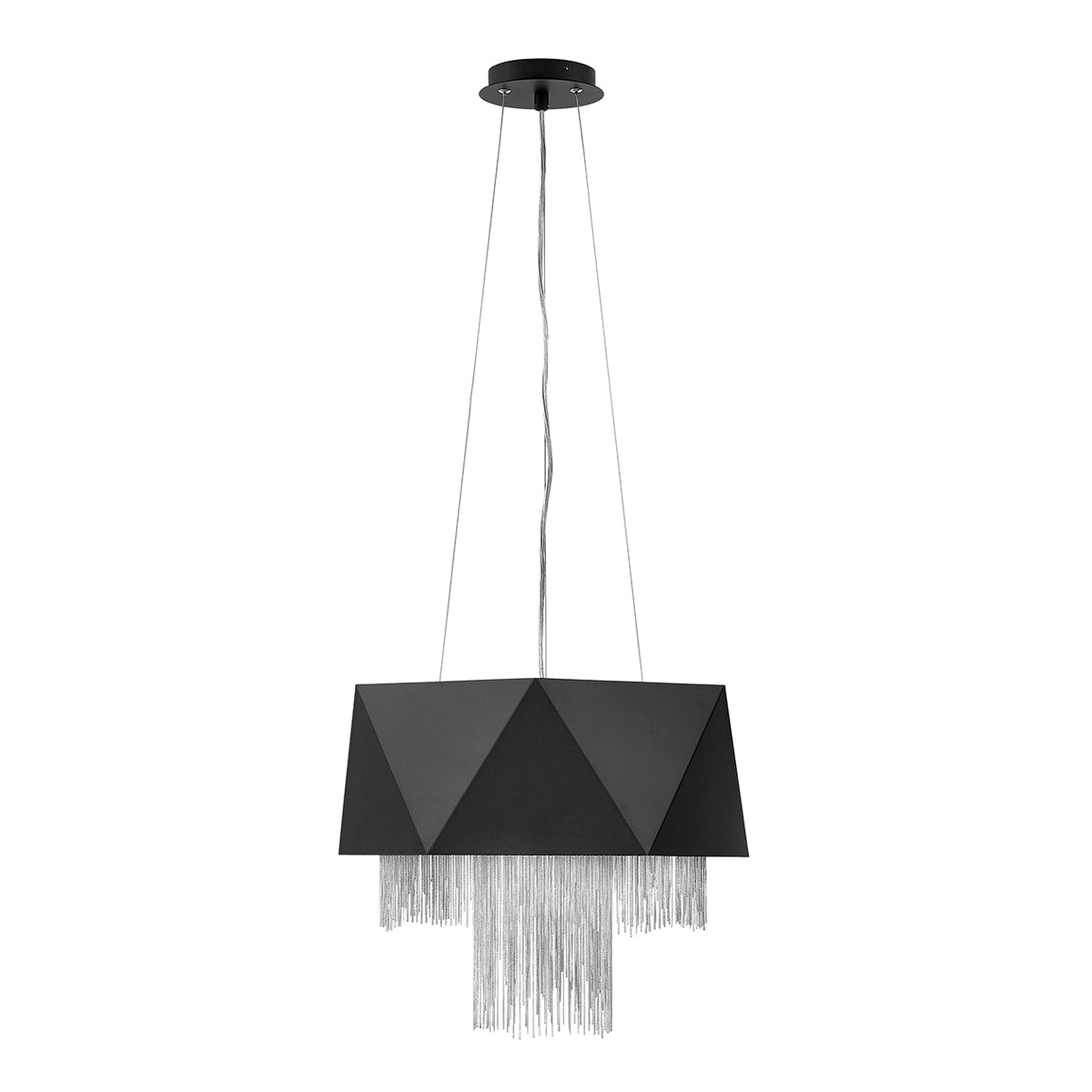 Zuma 6-Light Pendant (Satin Black & Silver Chain)