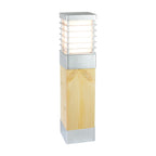 Halmstad Medium Natural Wood & Galvanized Bollard Light